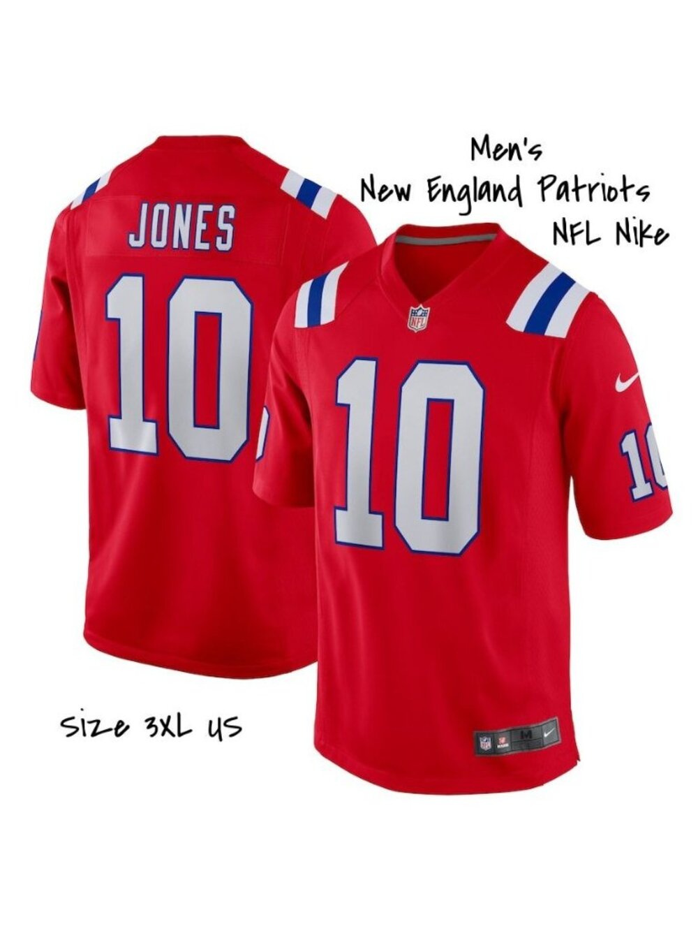 NFL New England Patriots Nike Mac Jones Player Jersey Red Men's Size 3XL New